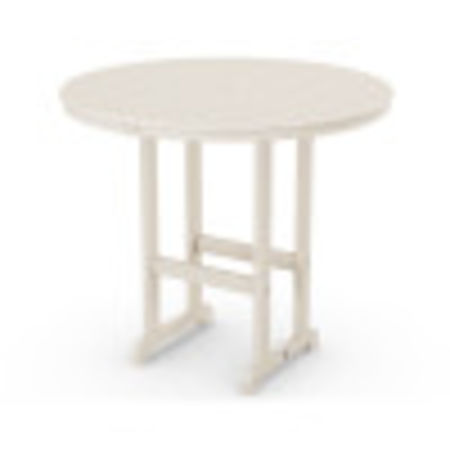 POLYWOOD 48" Round Farmhouse Bar Table in Sand