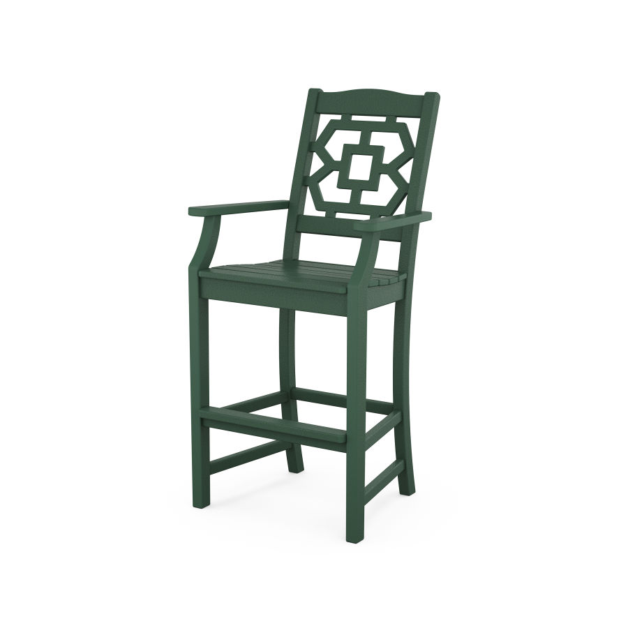 POLYWOOD Chinoiserie Bar Arm Chair in Green