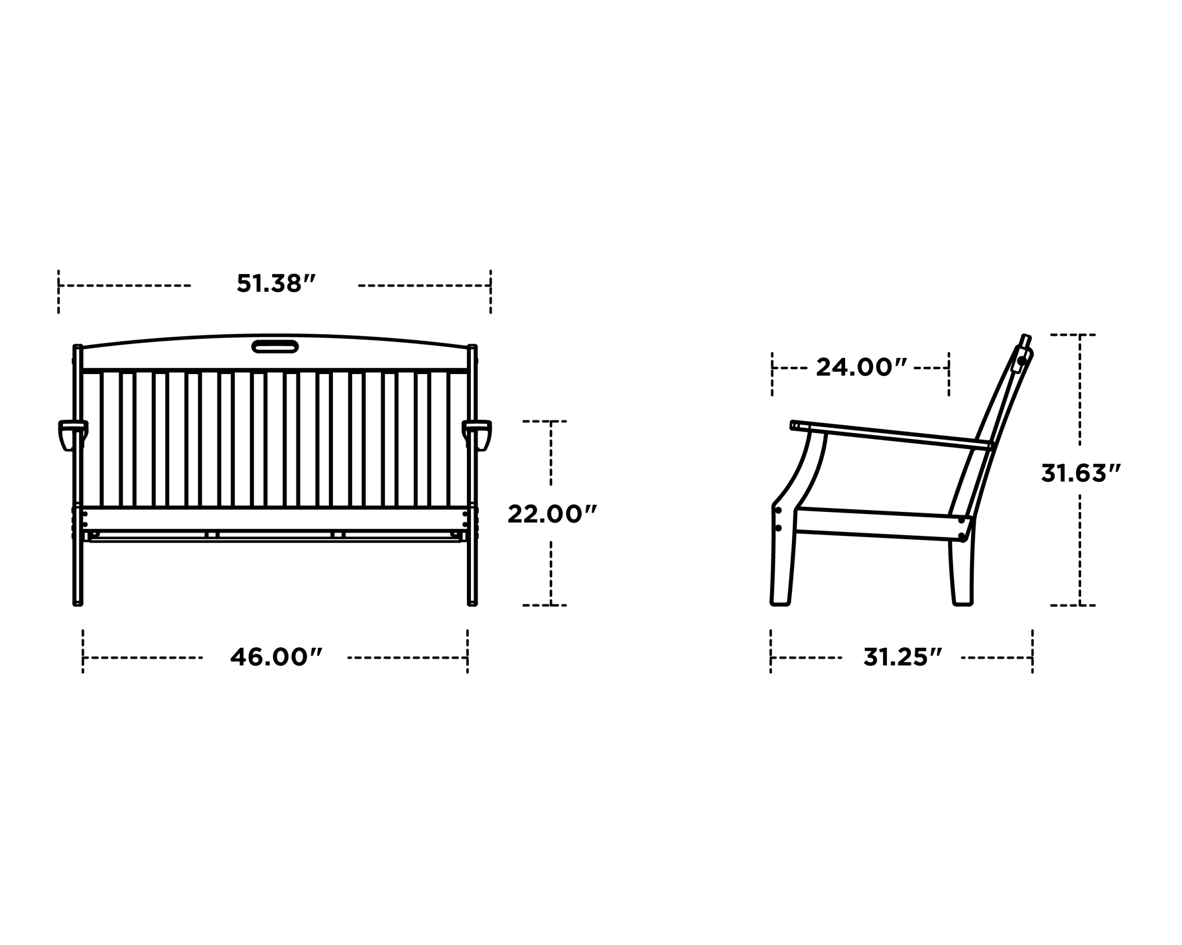 Dimensions for Yacht Club Deep Seating Loveseat