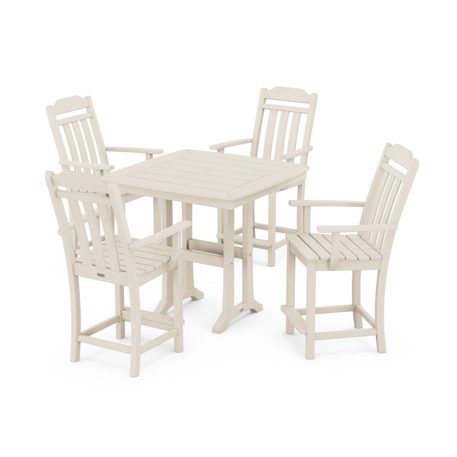 POLYWOOD Country Living 5-Piece Counter Set with Trestle Legs in Sand