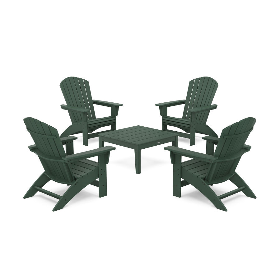 POLYWOOD 5-Piece Nautical Grand Adirondack Chair Conversation Group in Green