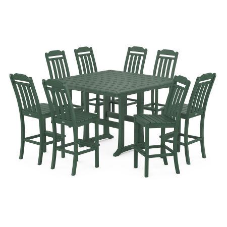 Country Living 9-Piece Square Side Chair Bar Set with Trestle Legs in Green