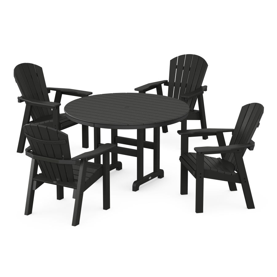 POLYWOOD Seashell 5-Piece Round Dining Set in Black