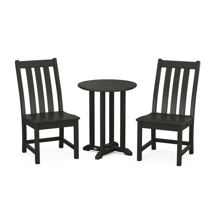 POLYWOOD Vineyard Side Chair 3-Piece Round Dining Set in Black