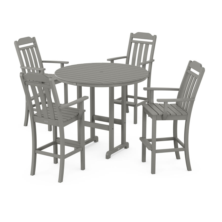 POLYWOOD Country Living 5-Piece Round Farmhouse Bar Set in Slate Grey
