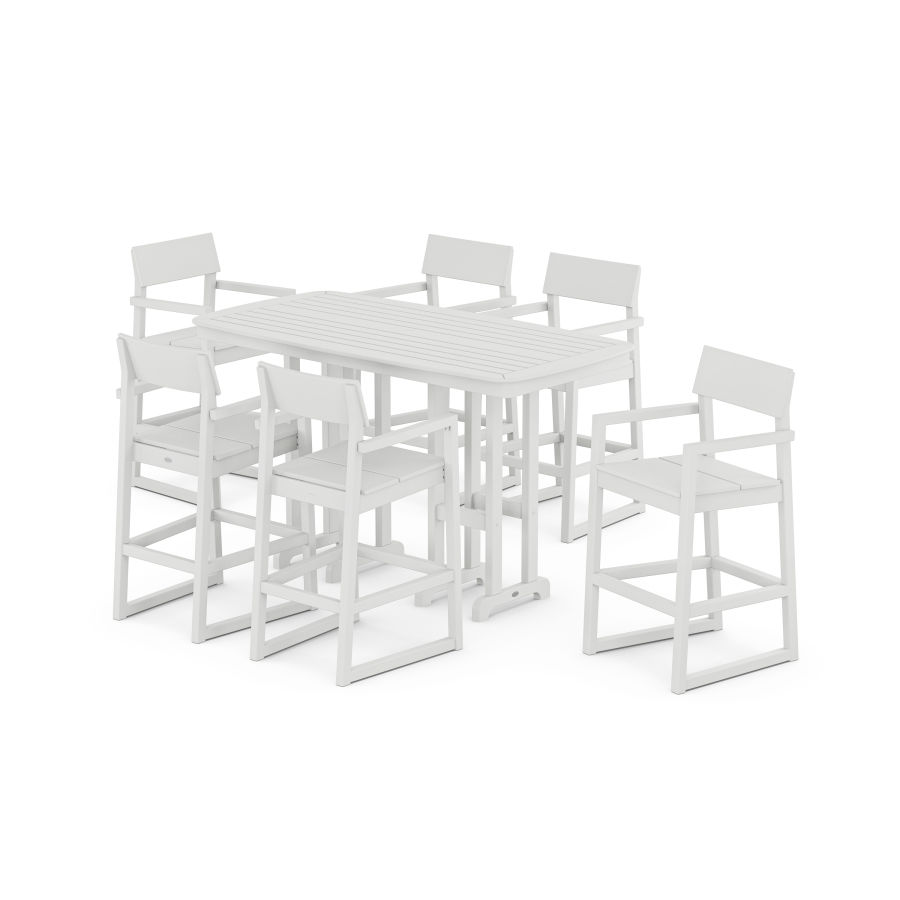 POLYWOOD EDGE Arm Chair 7-Piece Bar Set in White