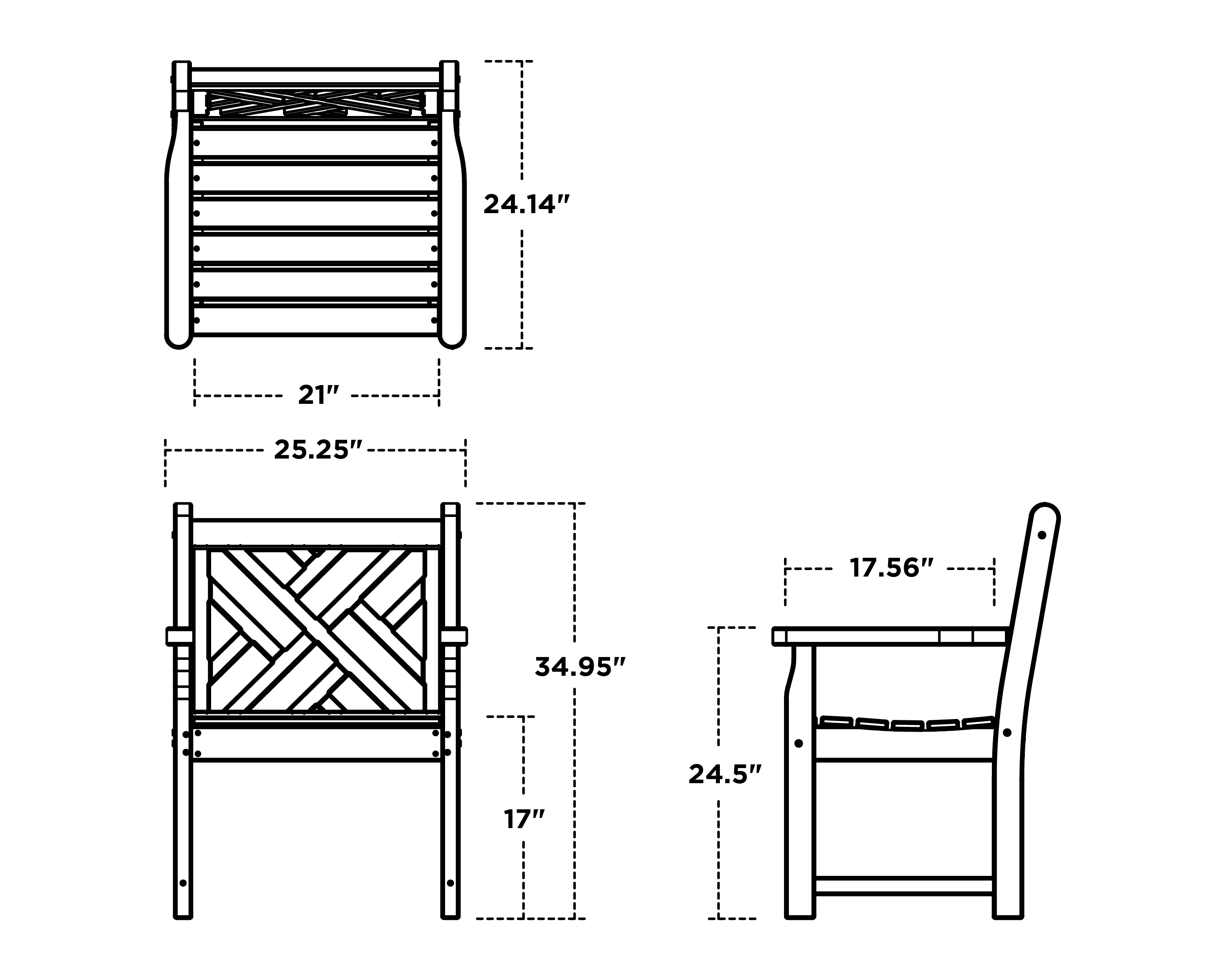 Dimensions for Chippendale Garden Arm Chair