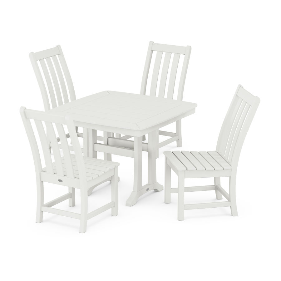 POLYWOOD Vineyard Side Chair 5-Piece Dining Set with Trestle Legs in Vintage White
