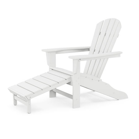 POLYWOOD Adirondack with Hideaway Ottoman in White