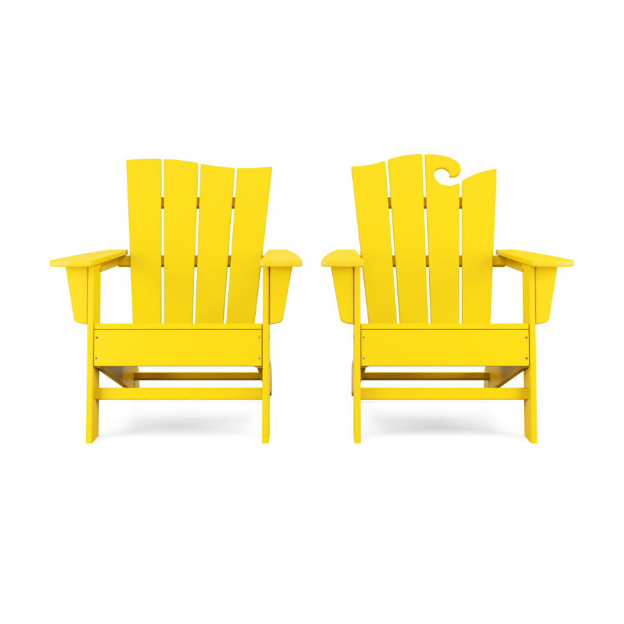 POLYWOOD Wave 2-Piece Adirondack Set with The Wave Chair Left in Lemon