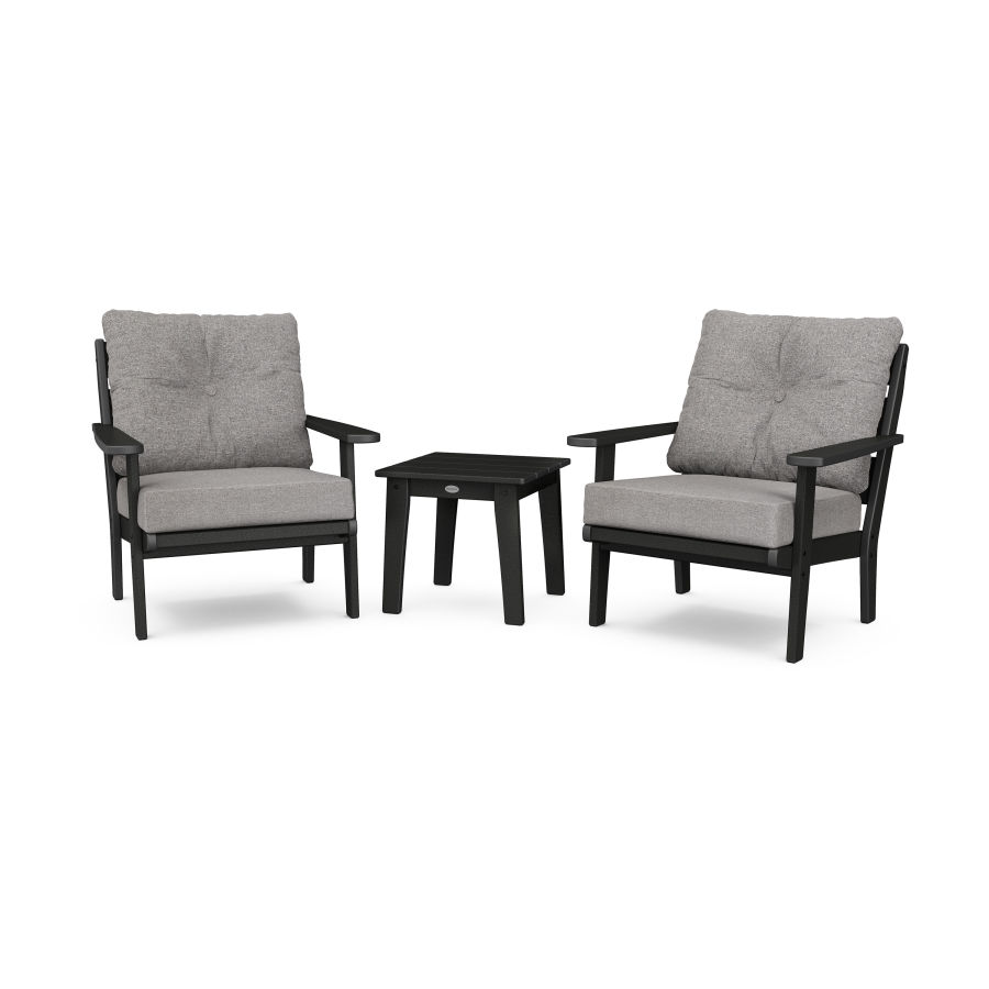 POLYWOOD Lakeside 3-Piece Deep Seating Chair Set in Black / Grey Mist
