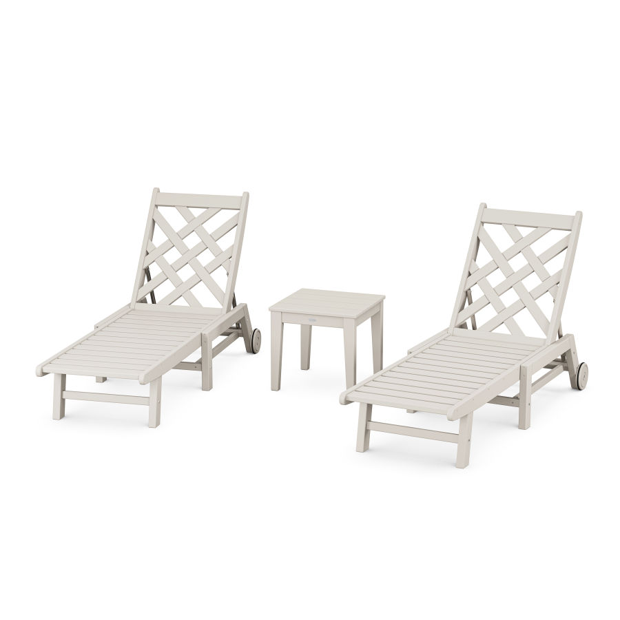 POLYWOOD Wovendale 3-Piece Chaise Set with Wheels in Sand