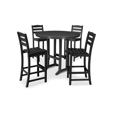 La Casa Café 5 Piece Side Chair Bar Dining Set in Black