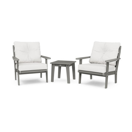 Lakeside 3-Piece Deep Seating Chair Set in Slate Grey / Natural Linen