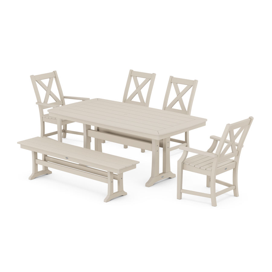 POLYWOOD Braxton 6-Piece Dining Set with Trestle Legs in Sand