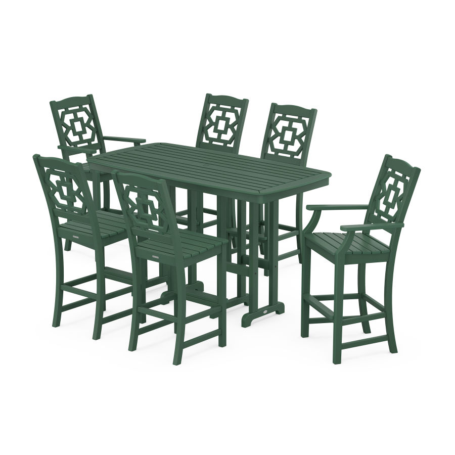 POLYWOOD Chinoiserie 7-Piece Bar Set in Green