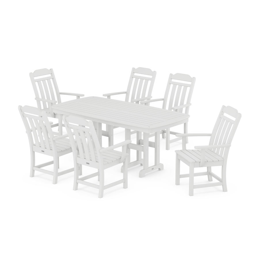 POLYWOOD Country Living Arm Chair 7-Piece Dining Set in White
