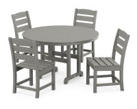 POLYWOOD® Lakeside 5-Piece Round Farmhouse Side Chair Dining Set - PWS517-1