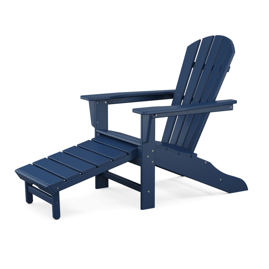 POLYWOOD Palm Coast Ultimate Adirondack with Hideaway Ottoman in Navy