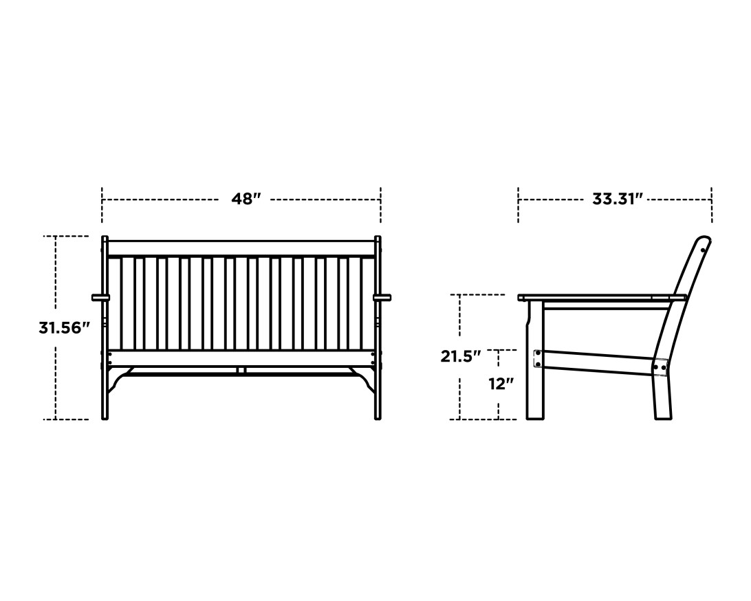 Dimensions for Vineyard Deep Seating Loveseat