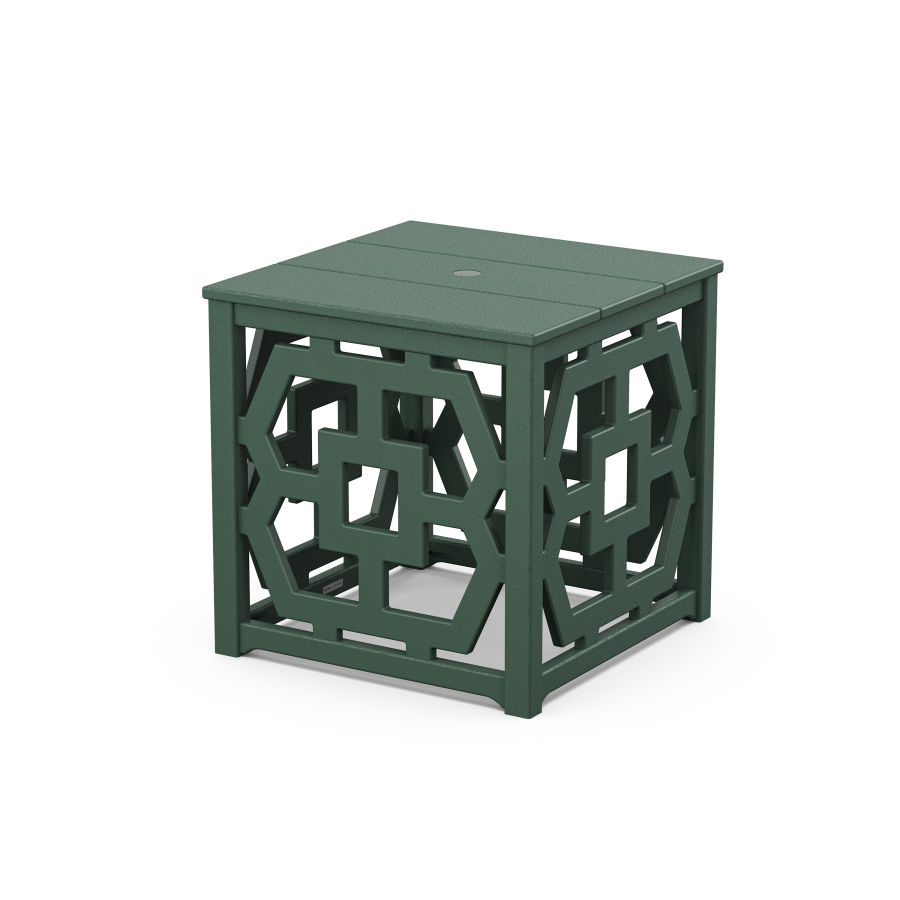 POLYWOOD Chinoiserie Umbrella Stand Accent Table in Green