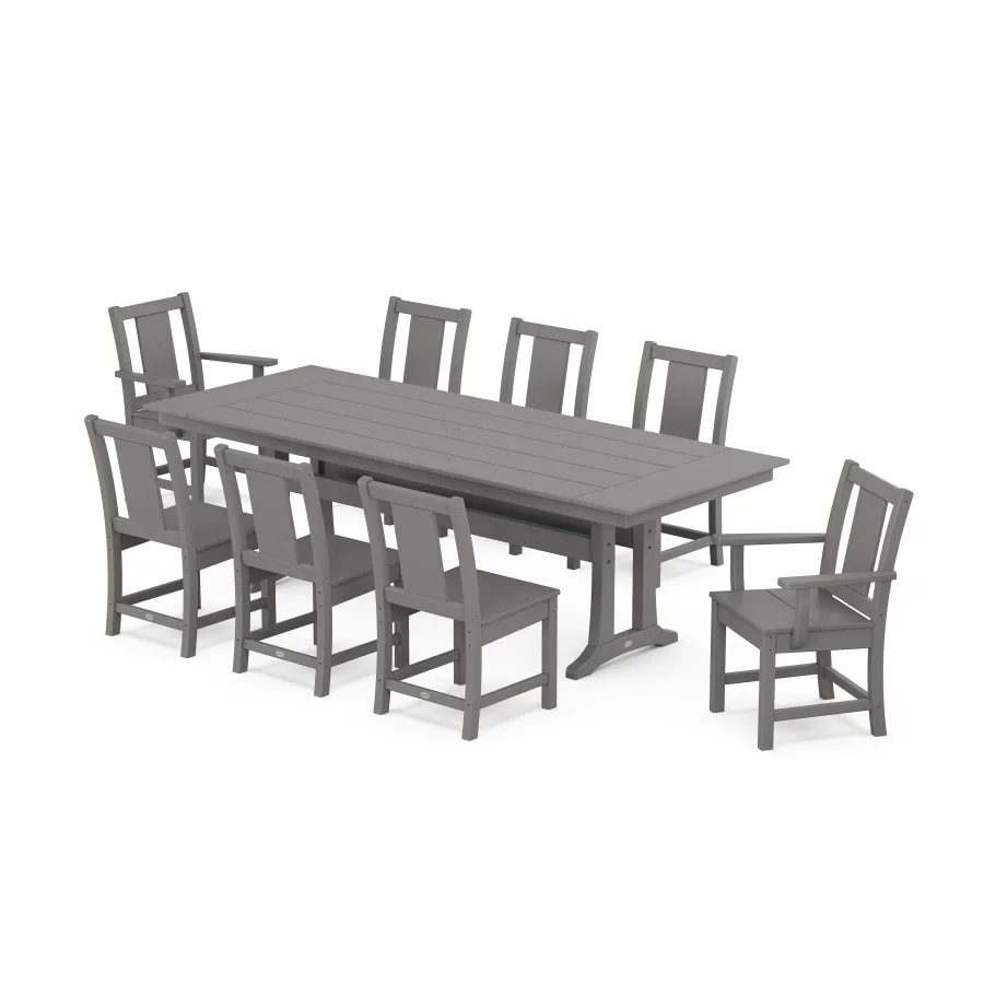 POLYWOOD Prairie 9-Piece Farmhouse Dining Set with Trestle Legs