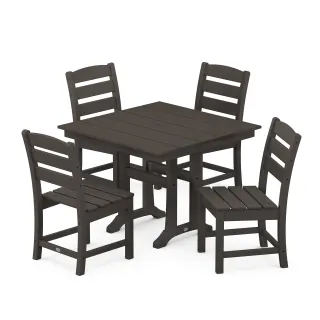 POLYWOOD Lakeside 5-Piece Farmhouse Trestle Side Chair Dining Set in Vintage Finish