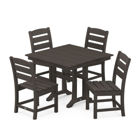 Lakeside 5-Piece Farmhouse Trestle Side Chair Dining Set in Vintage Finish