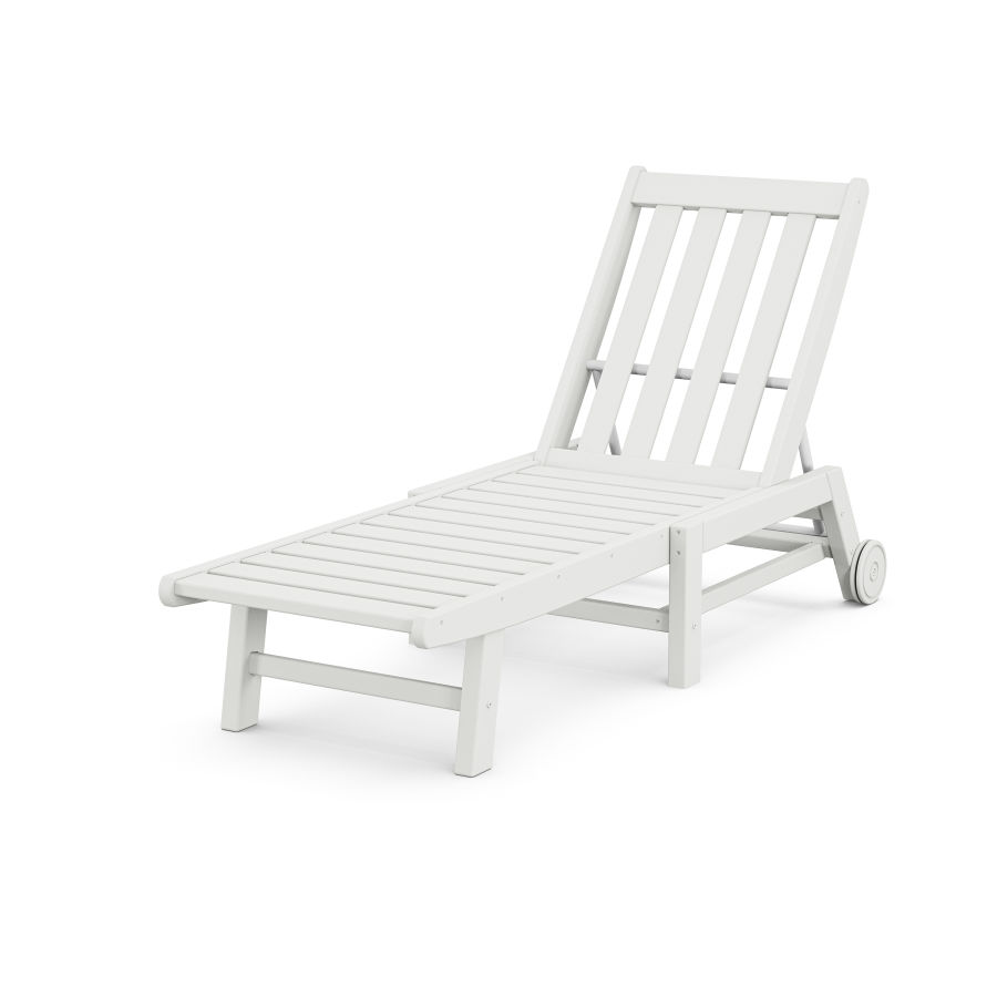 POLYWOOD Vineyard Chaise with Wheels in White