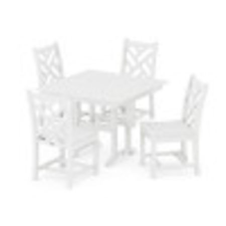 Chippendale Side Chair 5-Piece Farmhouse Dining Set in White