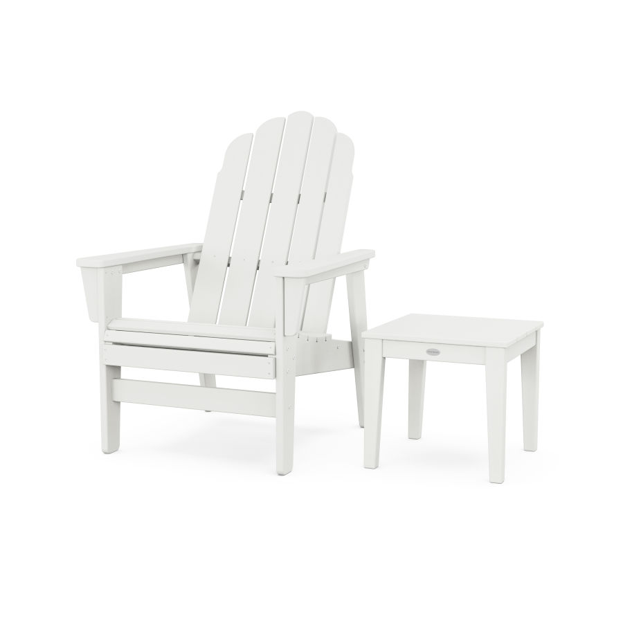 POLYWOOD Vineyard Grand Upright Adirondack Chair with Side Table in Vintage White