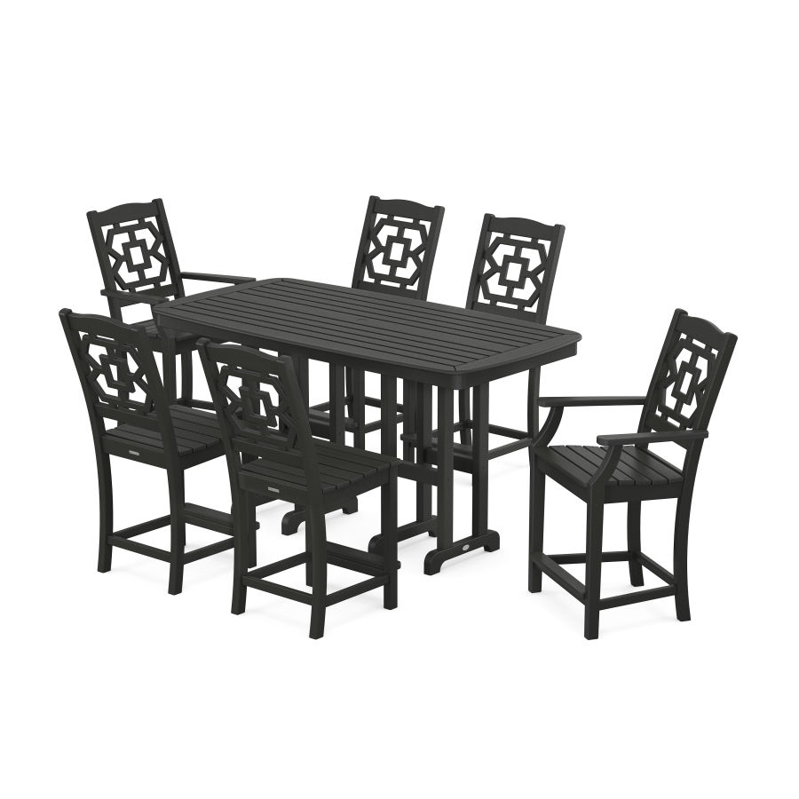 POLYWOOD Chinoiserie 7-Piece Counter Set in Black