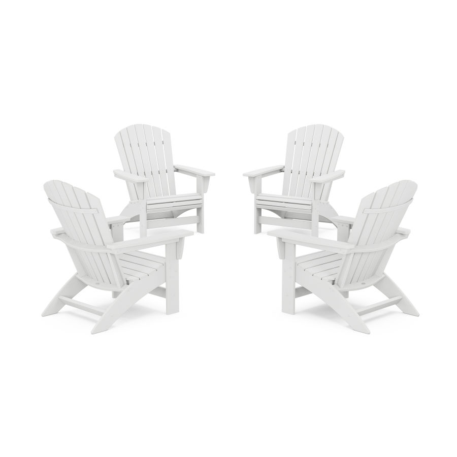 POLYWOOD 4-Piece Nautical Grand Adirondack Chair Conversation Set in White