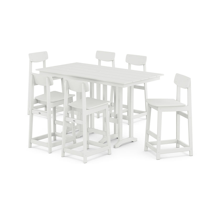 POLYWOOD Modern Studio Urban Bar Chair 7-Piece Set in White