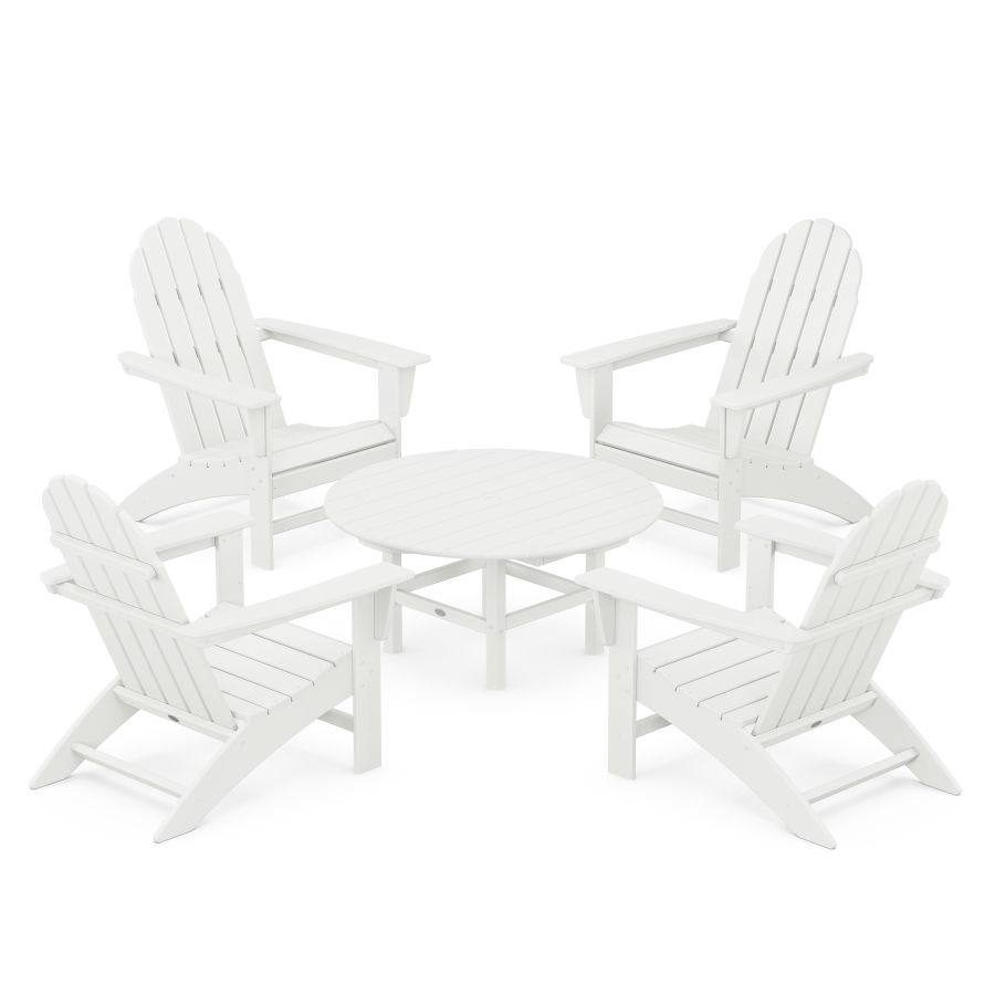 POLYWOOD Vineyard 5-Piece Adirondack Chair Conversation Set in Vintage White