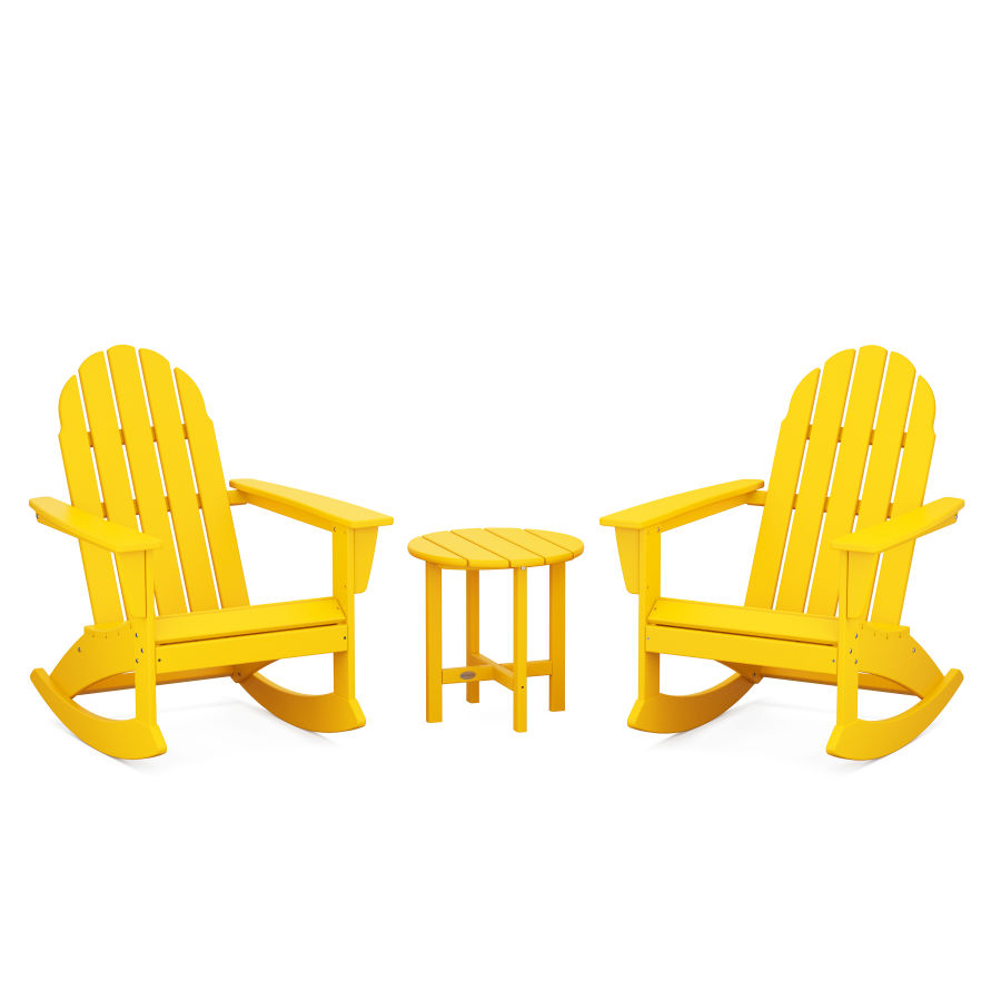 POLYWOOD Vineyard 3-Piece Adirondack Rocking Chair Set in Lemon
