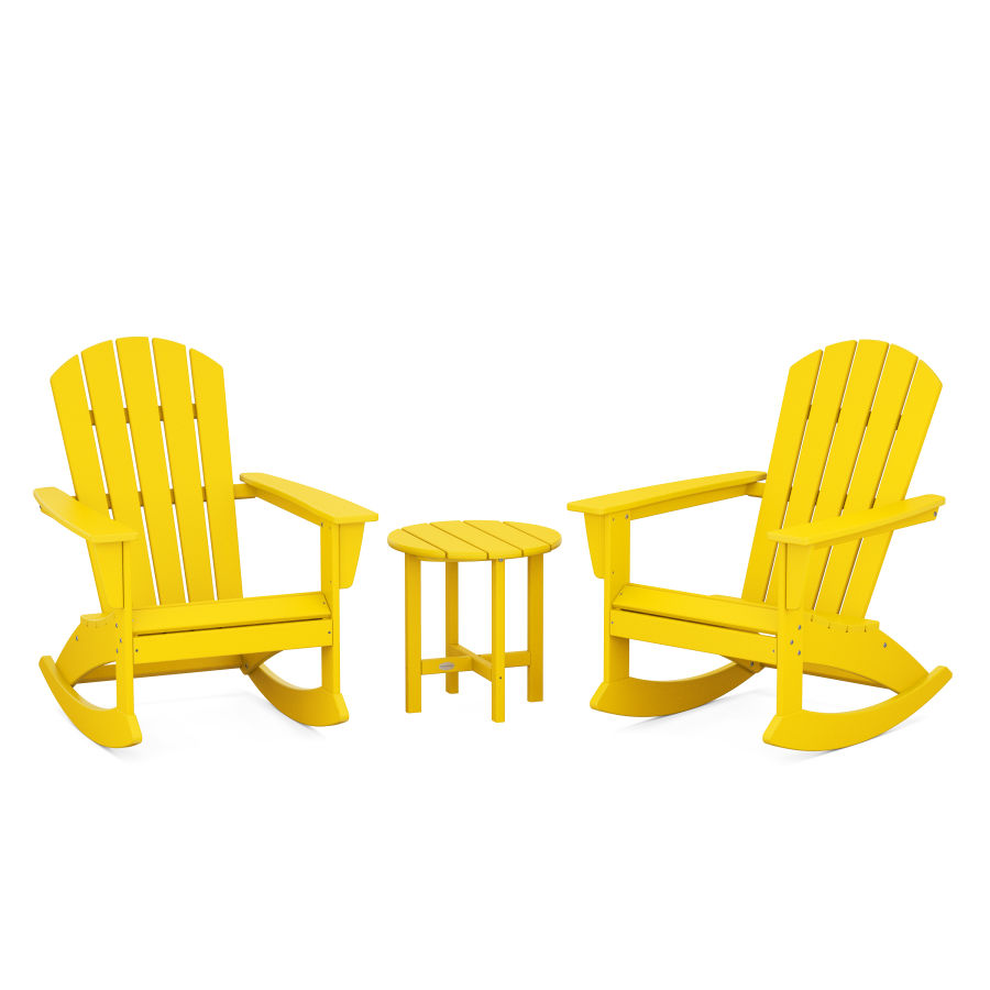 POLYWOOD Nautical 3-Piece Adirondack Rocking Chair Set in Lemon