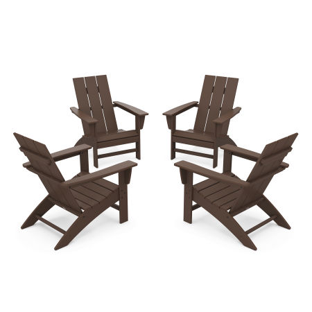 4-Piece Modern Adirondack Chair Conversation Set in Mahogany