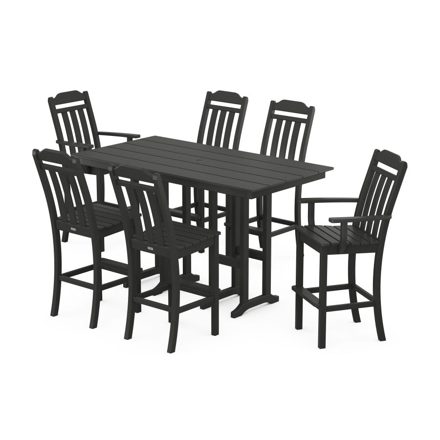 POLYWOOD Country Living 7-Piece Farmhouse Bar Set in Black