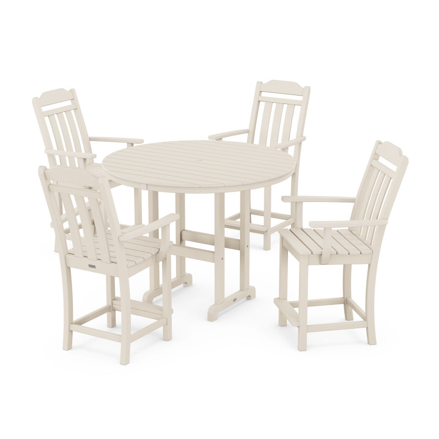 POLYWOOD Country Living 5-Piece Round Farmhouse Counter Set in Sand