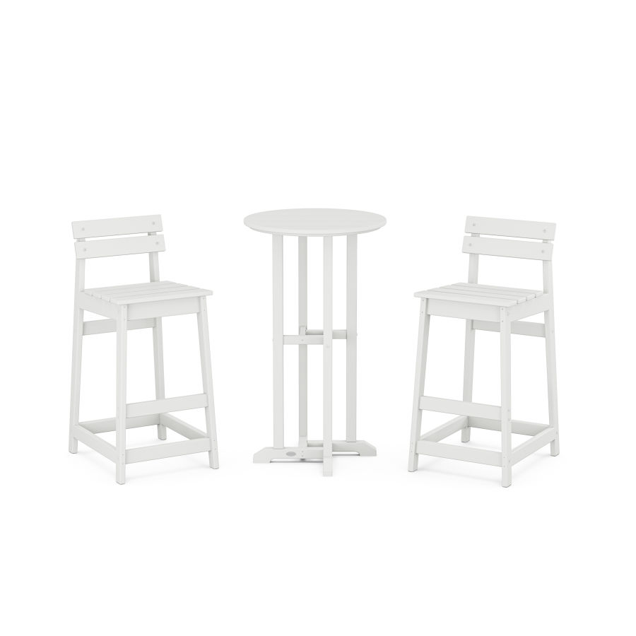 POLYWOOD Modern Studio Plaza Lowback Bar Chair 3-Piece Bistro Set in White