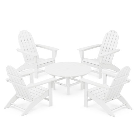 Vineyard 5-Piece Adirondack Chair Conversation Set in White
