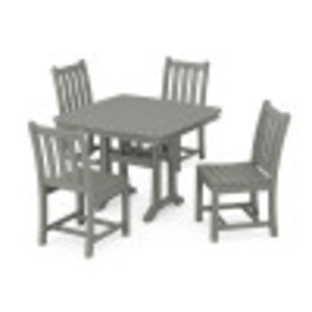 POLYWOOD Traditional Garden Side Chair 5-Piece Dining Set with Trestle Legs