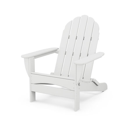 POLYWOOD Classic Oversized Folding Adirondack Chair in White