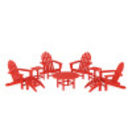 Classic Adirondack Chair 9-Piece Conversation Set in Sunset Red