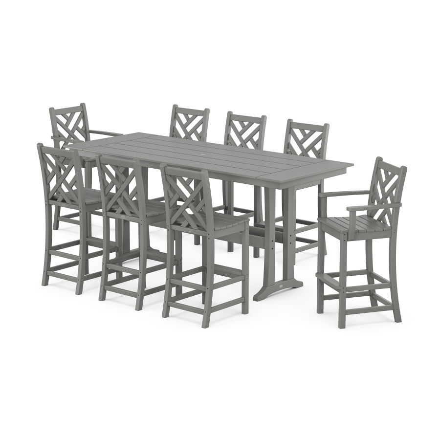 POLYWOOD Chippendale 9-Piece Farmhouse Bar Set with Trestle Legs