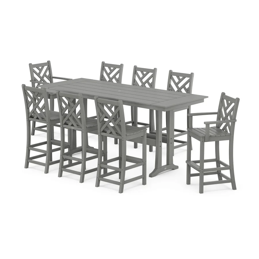 POLYWOOD Chippendale 9-Piece Farmhouse Bar Set with Trestle Legs