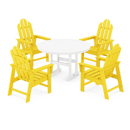POLYWOOD Long Island 5-Piece Round Farmhouse Dining Set in Lemon