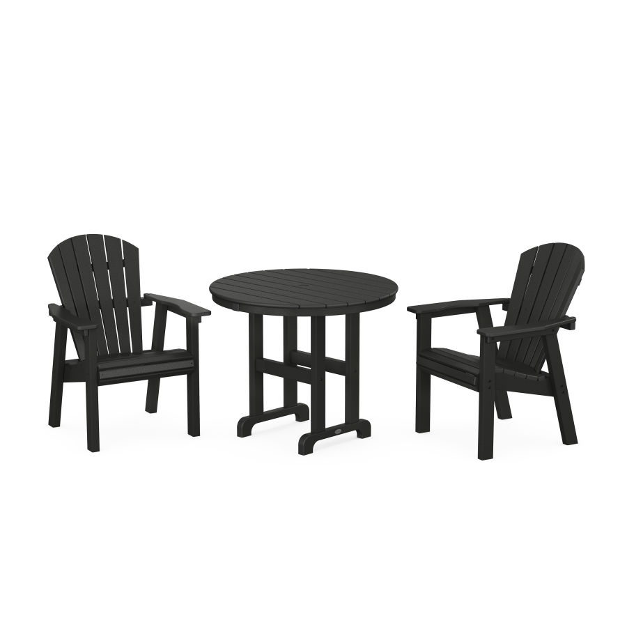 POLYWOOD Seashell 3-Piece Round Dining Set in Black