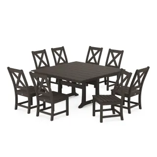 POLYWOOD Braxton Side Chair 9-Piece Farmhouse Dining Set in Vintage Finish